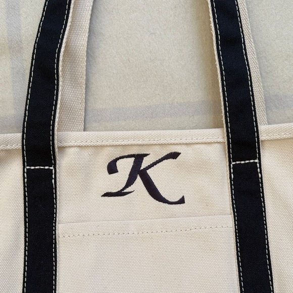 Lands End Canvas Navy Blue Tote Bag Medium - Picture 3 of 14